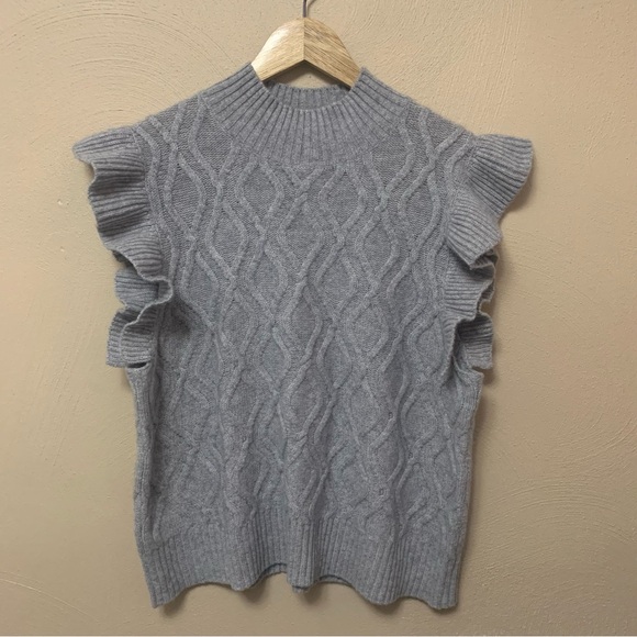 Aqua Cashmere Diamond Knit Cashmere Sweater Vest Gray Grey Size Large - Picture 2 of 5